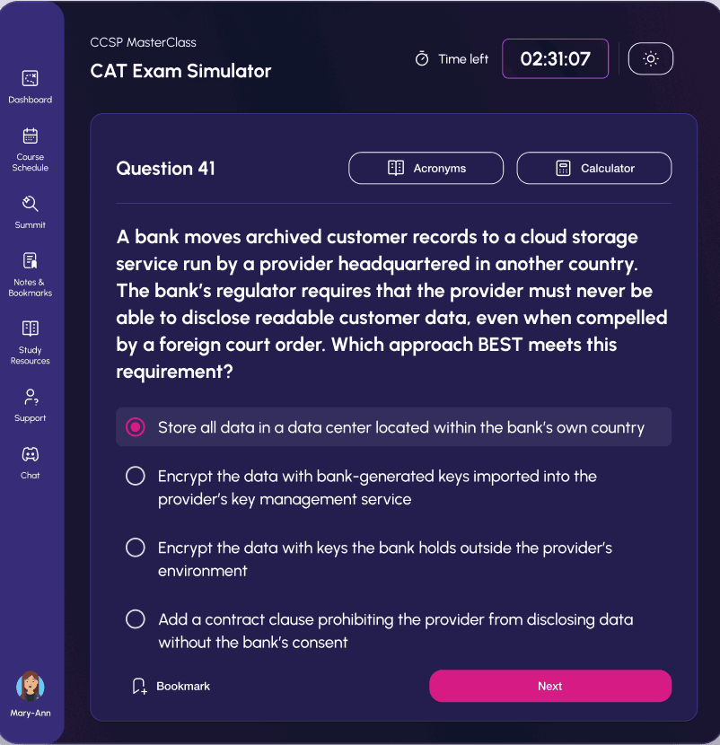 CAT Exam Simulator screen