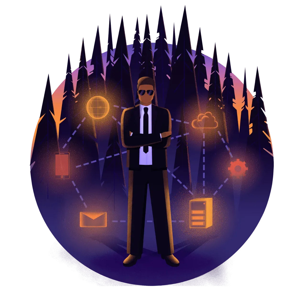 Image of a man in suit working in communication and network security - Destination Certification