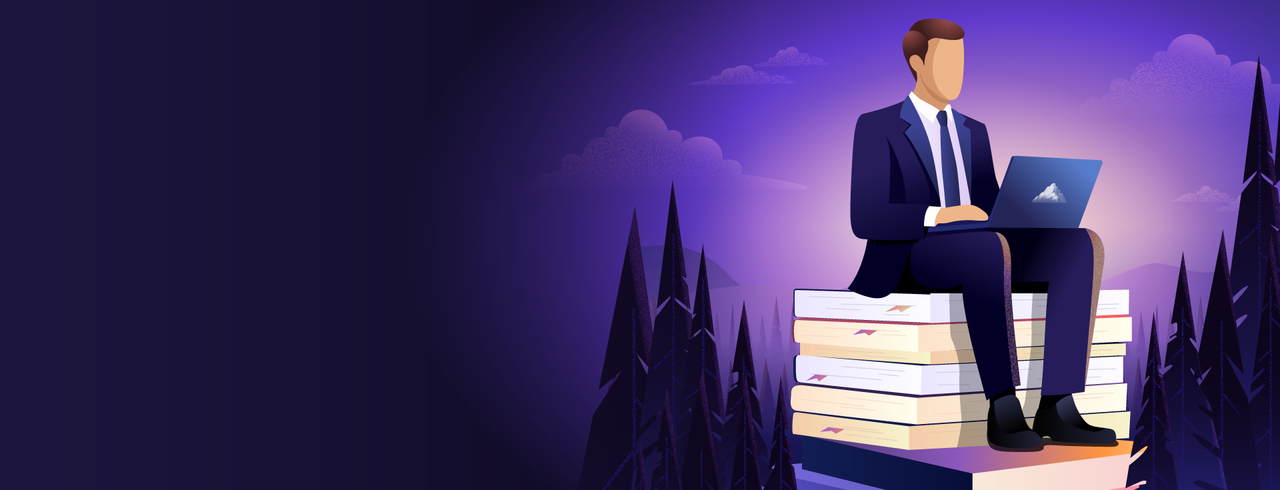 Image of a man sitting on pile of books and studying for CCSP - Destination Certification