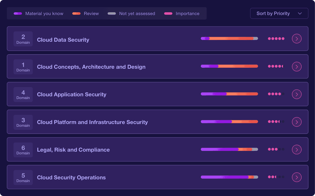 Image of CCSP domain progress by priority - Destination Certification