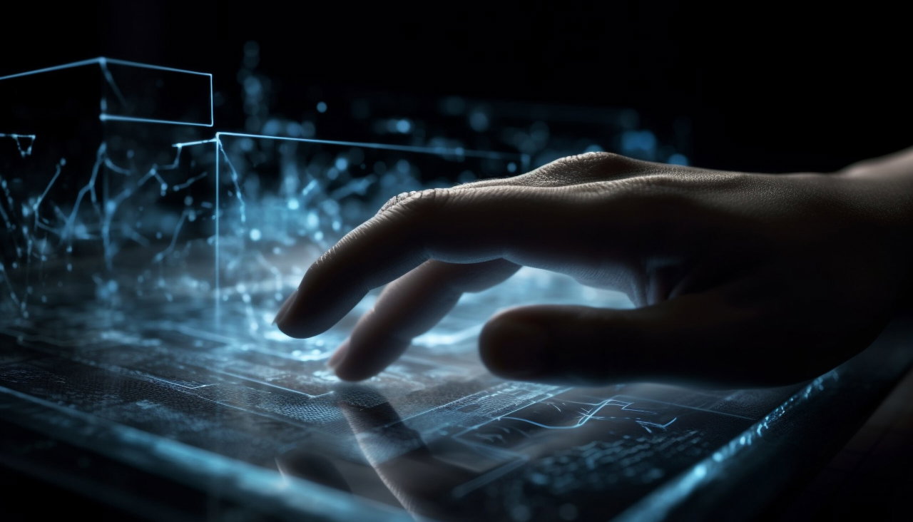 Image of a hand typing on a digital laptop - Destination Certification
