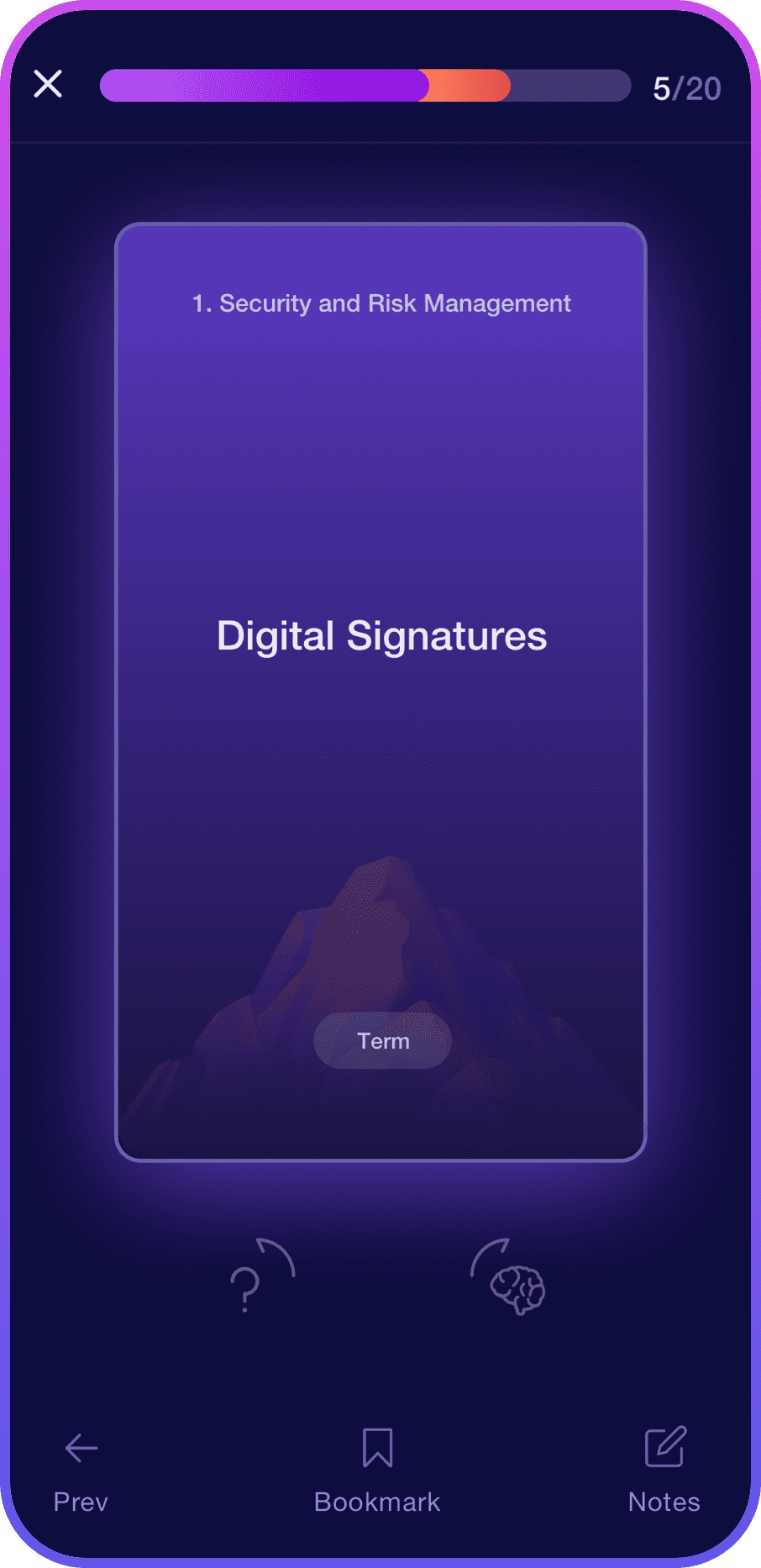 Image of a flashcard in the DestCert app - Destination Certification