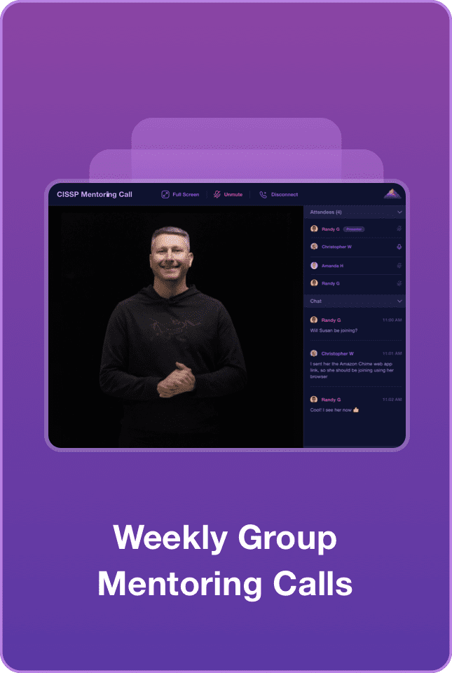Destination Certification - Pass CISSP Exam - Image of weekly group mentoring calls