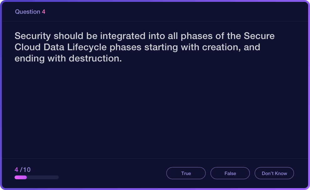 Image of CCSP knowledge assessments question - Destination Certification